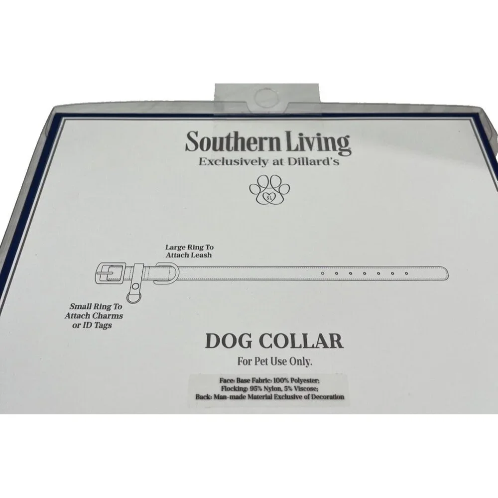 NEW Southern Living Dog Collar Size Medium/Large (M/L) Blue